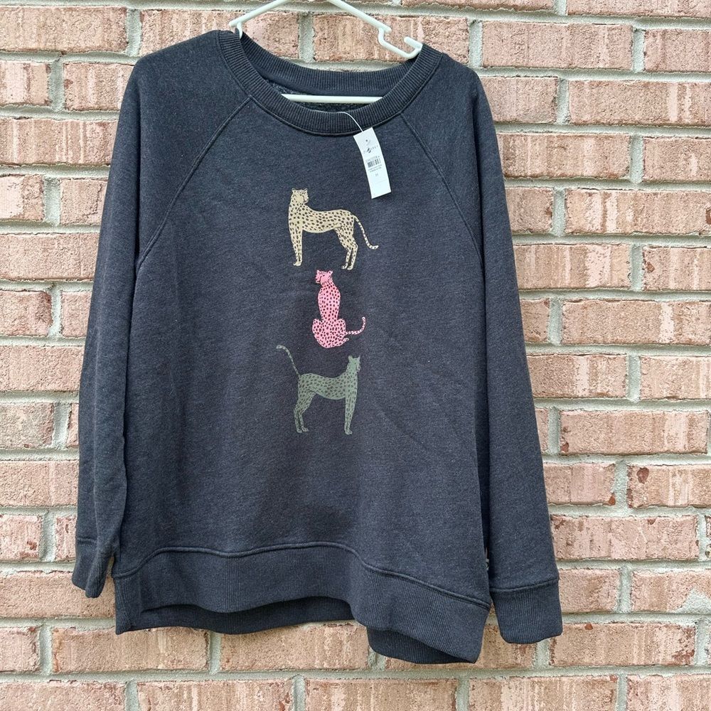 Gray Sweatshirt with Animal Print Design